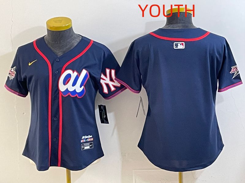 Youth 2025 New York Yankees Blank Drak Blue All star Nike MLB Jersey style 01